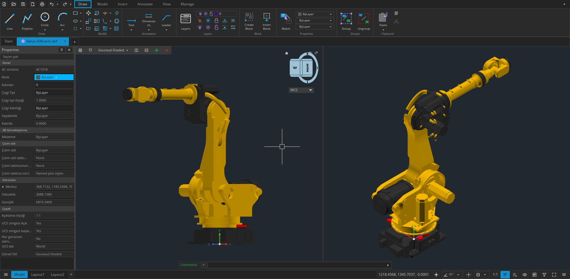 Open CAD Studio의 3D 모델