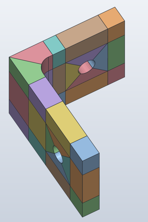 The bracket split into 30 coloured cells