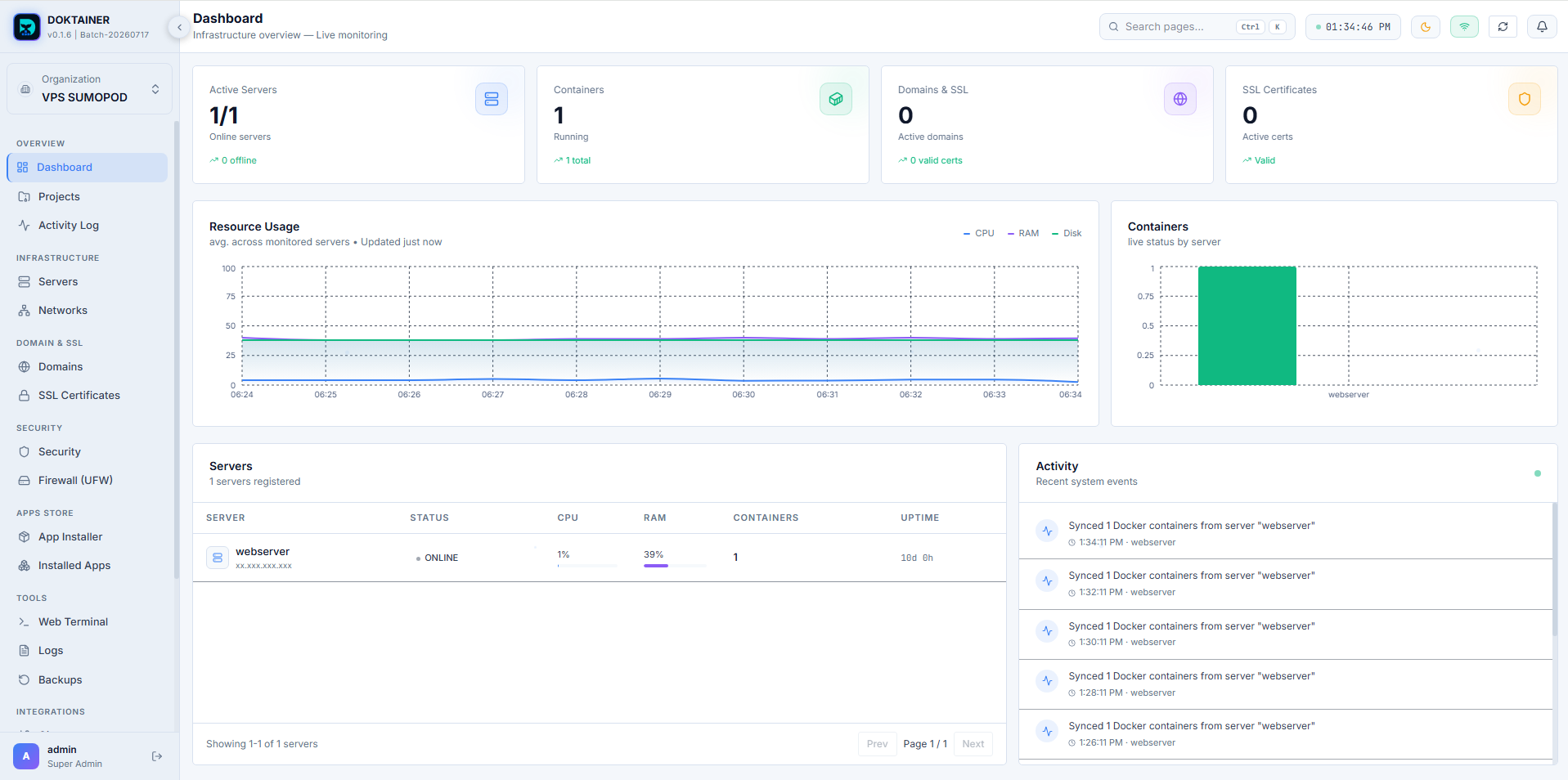 Doktainer dashboard preview